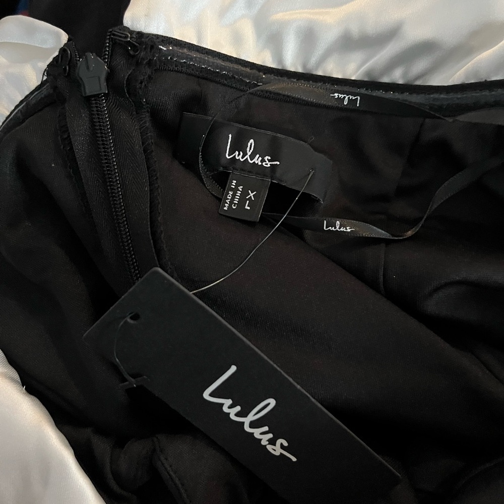 Lulus Extravagant Moment Black and White Off-the-Shoulder Mini Dress - Picture 8 of 9